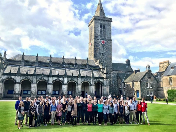 Students gathered in front of St Andrews